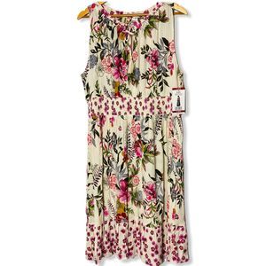 BILA Cream Floral Casual Summer Dress XL